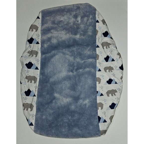Levtex Baby Changing Pad Cover Soft Fleece Top Blue Gray Bears Mountains - Picture 1 of 8